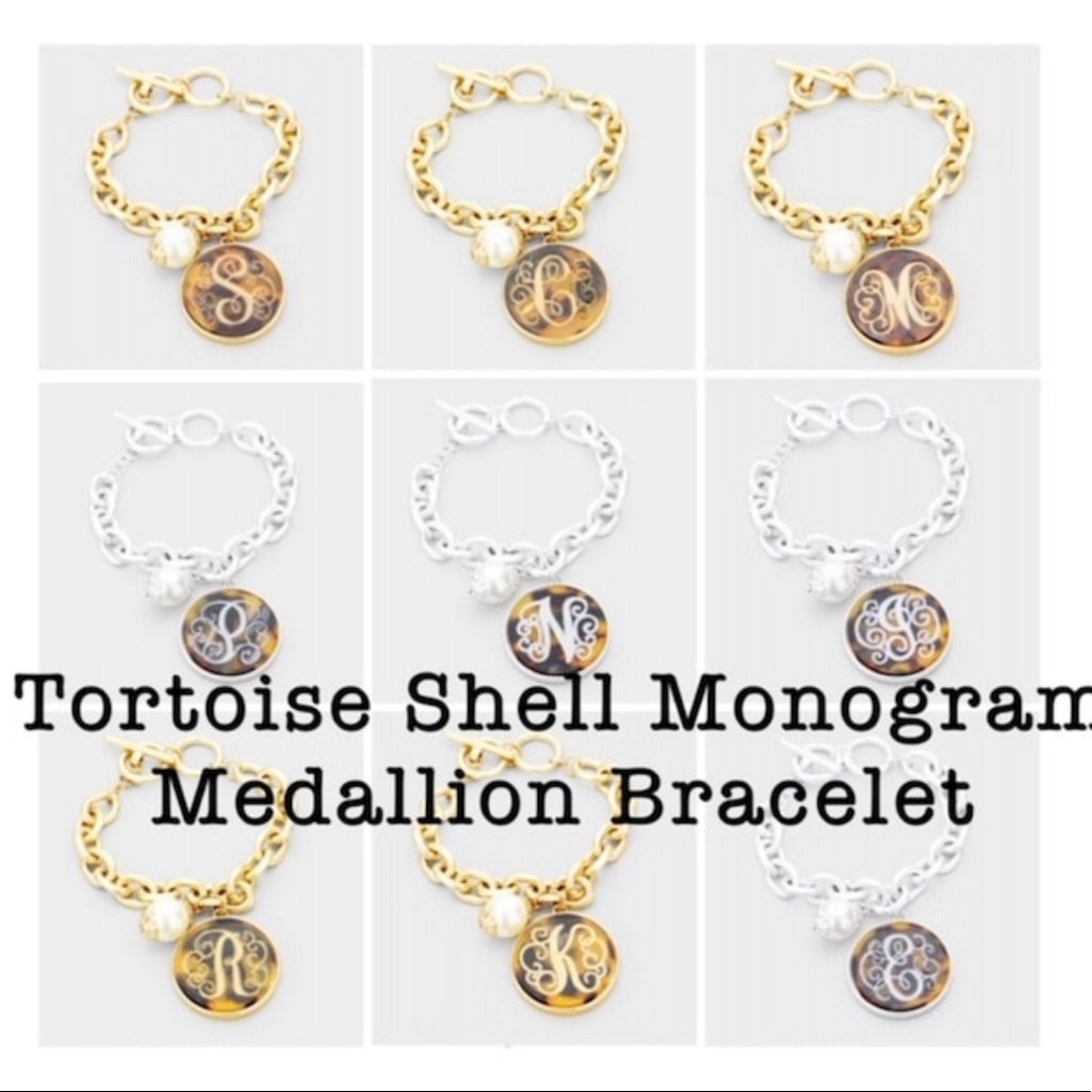 Monogram Initial Toggle Tortoise Shell Charm,Nwt